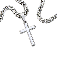 Load image into Gallery viewer, 87th Anniversary Gift for Husband - Cuban Link Cross Chain for Men, Stainless Steel
