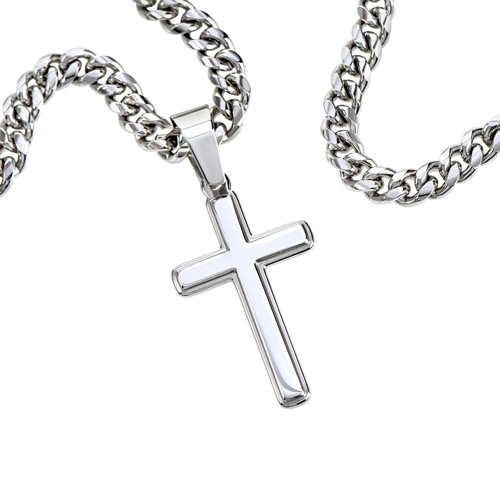 Husband Happy Anniversary Necklace for Husband To My Husband Jewelry for Him Men Cuban Link Chain with Cross Pendant