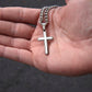 Cuban Link Cross Necklace for Him - "To My Lover" Card - Men's Adjustable Stainless Steel Cuban Chain with Cross
