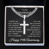 Load image into Gallery viewer, 99th Anniversary Gift for Husband - Cuban Link Cross Chain for Men, Stainless Steel

