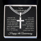 6th Anniversary Necklace for Husband 6 Years Anniversary Jewelry for Him Men Cuban Link Chain with Cross Pendant