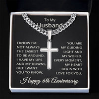 Load image into Gallery viewer, 6th Anniversary Gift for Husband - Cuban Link Cross Chain for Men, Stainless Steel
