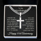 81st Anniversary Necklace for Husband 81 Years Anniversary Jewelry for Him Men Cuban Link Chain with Cross Pendant
