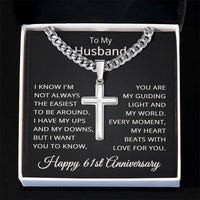 Load image into Gallery viewer, 61st Anniversary Gift for Husband - Cuban Link Cross Chain for Men, Stainless Steel
