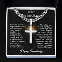 Load image into Gallery viewer, Anniversary Jewelry for Grandson - Stainless Steel Cross Necklace
