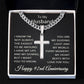 92nd Anniversary Necklace for Husband 92 Years Anniversary Jewelry for Him Men Cuban Link Chain with Cross Pendant