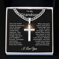 Load image into Gallery viewer, To My Grandson Necklace Cross - Grandson Gifts from Grandma - I Love You
