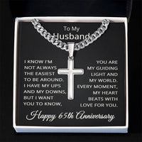Load image into Gallery viewer, 65th Anniversary Gift for Husband - Cuban Link Cross Chain for Men, Stainless Steel
