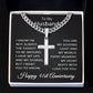 41st Anniversary Necklace for Husband 41 Years Anniversary Jewelry for Him Men Cuban Link Chain with Cross Pendant