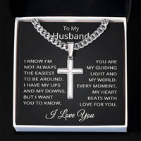 Load image into Gallery viewer, Husband I Love You Necklace for Husband To My Husband Gift for Him Men Jewelry Cuban Link Chain with Cross Pendant
