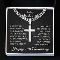 Load image into Gallery viewer, 78th Anniversary Gift for Husband - Cuban Link Cross Chain for Men, Stainless Steel
