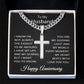 Husband Happy Anniversary Necklace for Husband To My Husband Jewelry for Him Men Cuban Link Chain with Cross Pendant