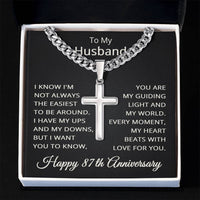 Load image into Gallery viewer, 87th Anniversary Gift for Husband - Cuban Link Cross Chain for Men, Stainless Steel
