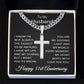 51st Anniversary Necklace for Husband 51 Years Anniversary Jewelry for Him Men Cuban Link Chain with Cross Pendant