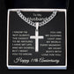 11th Anniversary Necklace for Husband 11 Years Anniversary Jewelry for Him Men Cuban Link Chain with Cross Pendant