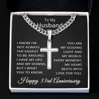 Load image into Gallery viewer, 33rd Anniversary Gift for Husband - Cuban Link Cross Chain for Men, Stainless Steel
