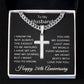 26th Anniversary Necklace for Husband 26 Years Anniversary Jewelry for Him Men Cuban Link Chain with Cross Pendant