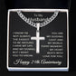 24th Anniversary Necklace for Husband 24 Years Anniversary Jewelry for Him Men Cuban Link Chain with Cross Pendant