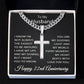 22nd Anniversary Necklace for Husband 22 Years Anniversary Jewelry for Him Men Cuban Link Chain with Cross Pendant