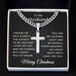 Husband Christmas Necklace for Husband To My Husband Merry Christmas Gift for Him Men Jewelry Cuban Link Chain with Cross Pendant