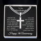 5th Anniversary Necklace for Husband 5 Years Anniversary Jewelry for Him Men Cuban Link Chain with Cross Pendant