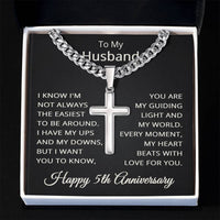Load image into Gallery viewer, 5th Anniversary Gift for Husband - Cuban Link Cross Chain for Men, Stainless Steel
