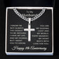 8th Anniversary Necklace for Husband 8 Years Anniversary Jewelry for Him Men Cuban Link Chain with Cross Pendant