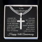 96th Anniversary Necklace for Husband 96 Years Anniversary Jewelry for Him Men Cuban Link Chain with Cross Pendant