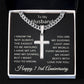73rd Anniversary Necklace for Husband 73 Years Anniversary Jewelry for Him Men Cuban Link Chain with Cross Pendant