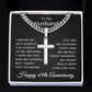 69th Anniversary Necklace for Husband 69 Years Anniversary Jewelry for Him Men Cuban Link Chain with Cross Pendant