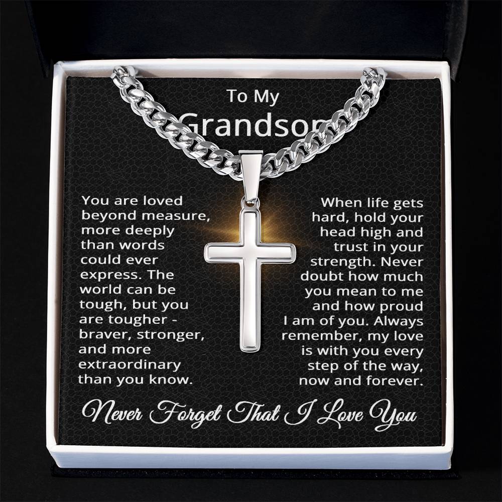 To My Grandson Cross Necklace from Grandparents