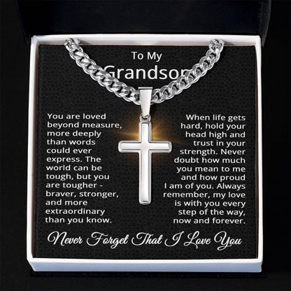 To My Grandson Cross Necklace from Grandparents