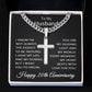 20th Anniversary Necklace for Husband 20 Years Anniversary Jewelry for Him Men Cuban Link Chain with Cross Pendant