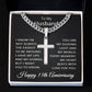 13th Anniversary Necklace for Husband 13 Years Anniversary Jewelry for Him Men Cuban Link Chain with Cross Pendant