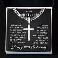 Load image into Gallery viewer, 98th Anniversary Gift for Husband - Cuban Link Cross Chain for Men, Stainless Steel
