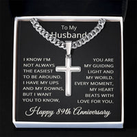 Load image into Gallery viewer, 89th Anniversary Gift for Husband - Cuban Link Cross Chain for Men, Stainless Steel
