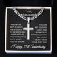 21st Anniversary Necklace for Husband 21 Years Anniversary Jewelry for Him Men Cuban Link Chain with Cross Pendant