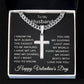 Valentines Day Gift for Husband Valentine's Day Necklace for Husband To My Husband Necklace Jewelry for Him Men Cuban Link Chain with Cross Pendant