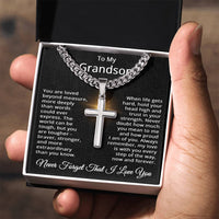 Load image into Gallery viewer, Grandson Cross Necklace from Grandparents - Grandson Gifts from Grandma - To My Grandson Jewelry
