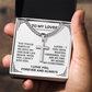 Cuban Link Cross Necklace for Him - "To My Lover" Card - Men's Adjustable Stainless Steel Cuban Chain with Cross
