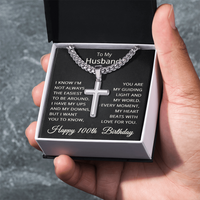 Load image into Gallery viewer, 100th Birthday Gifts for Husband – To My Husband Cross Necklace – Men’s Stainless Steel Cuban Link Chain
