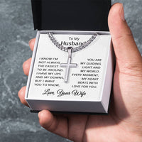 Load image into Gallery viewer, To My Husband Necklace Cross - Husband Gifts from Wife - Cuban Link Chain for Him
