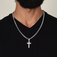 Load image into Gallery viewer, 10th Anniversary Necklace for Husband 10 Years Anniversary Jewelry for Him Men Cuban Link Chain with Cross Pendant
