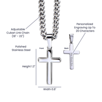 Load image into Gallery viewer, 100th Birthday Gifts for Husband – To My Husband Cross Necklace – Men’s Stainless Steel Cuban Link Chain
