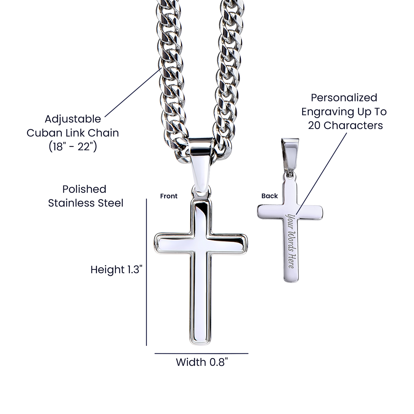 To My Husband Cross Necklace for Men with