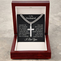 Load image into Gallery viewer, To My Husband Necklace - Valentines Day Jewelry for Husband - Cuban Link Chain with Cross for Men
