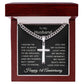 1st Anniversary Necklace for Husband 1 Year Anniversary Jewelry for Him Men Cuban Link Chain with Cross Pendant