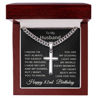 Load image into Gallery viewer, 82nd Birthday Gifts for Husband – To My Husband Cross Necklace – Men’s Stainless Steel Cuban Link Chain
