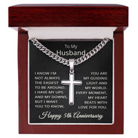 Load image into Gallery viewer, 5th Anniversary Gift for Husband - Cuban Link Cross Chain for Men, Stainless Steel
