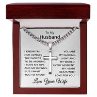 Load image into Gallery viewer, To My Husband Necklace Cross - Husband Gifts from Wife - Cuban Link Chain for Him
